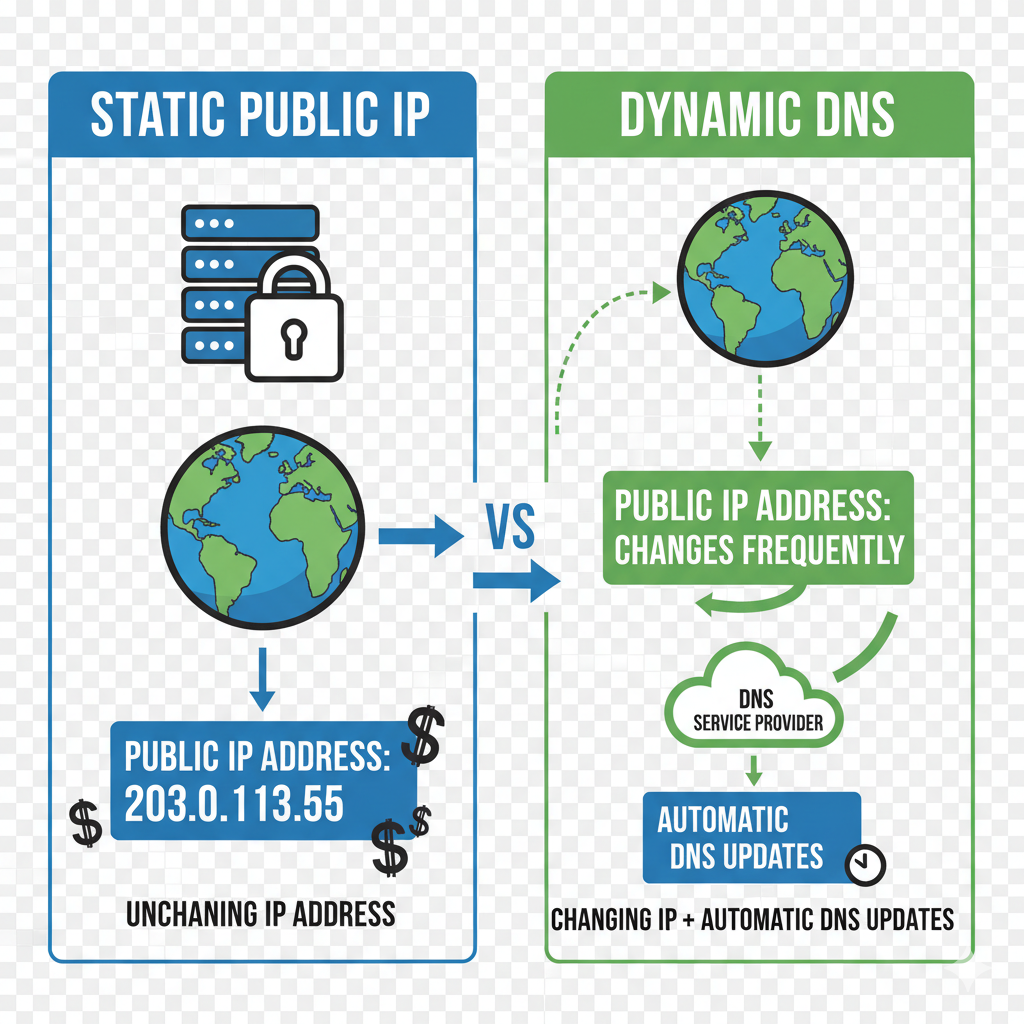 Dynamic DNS vs Static IP: Complete Guide 2025 | LockIP